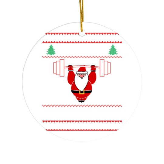 Merry Squatmas Ugly Xmas Sweater Gym Santa Claus Ceramic Ornaments