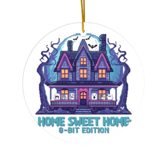 8 Bit Haunted House 01 Ceramic Ornaments