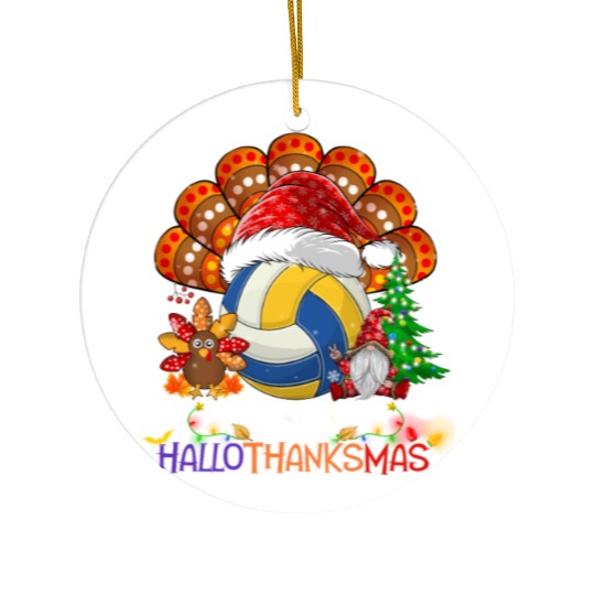 Volleyball Turkey Gnome Happy Hallothanksmas Ceramic Ornaments