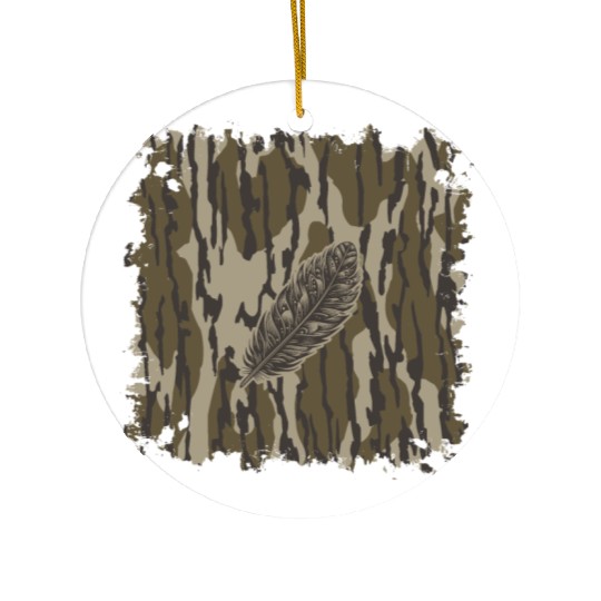 Turkey Feather Bottomland Camo Forest Camouflage Ceramic Ornaments