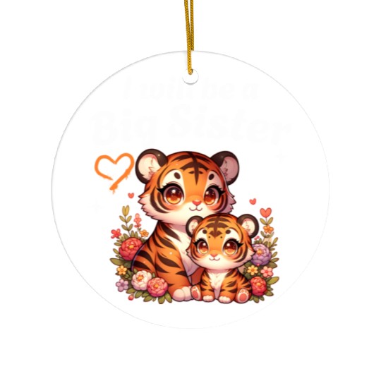 I'm Going To Be A Big Sister Cute Tiger Ceramic Ornaments