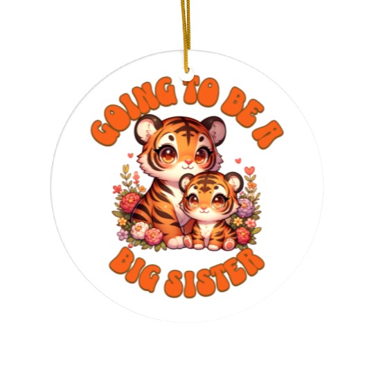 Become A Big Sister Sweet Tiger Ceramic Ornaments