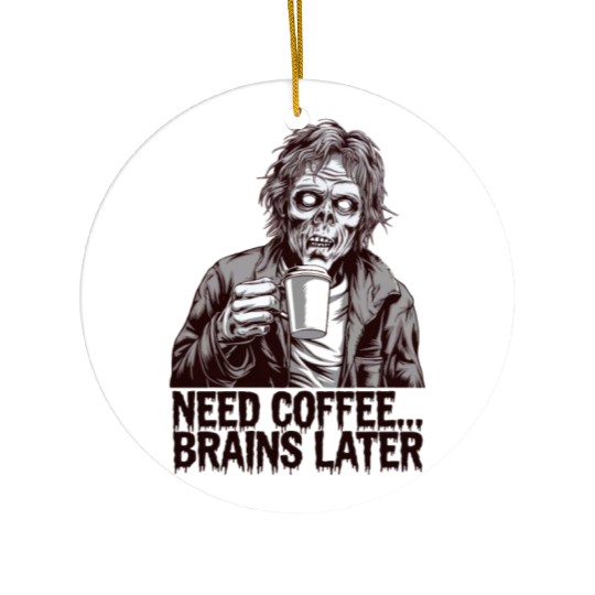 Zombie Coffee Run Ceramic Ornaments