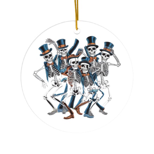 Let's Dance Dancing Skeleton Skull Ceramic Ornaments