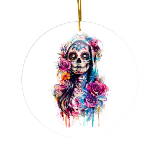 Santa Muerte Saint Mexican Folklore Dead Skull Ceramic Ornaments