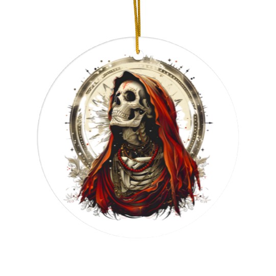 Santa Muerte Saint Death Mexican Sugar Skull Ceramic Ornaments