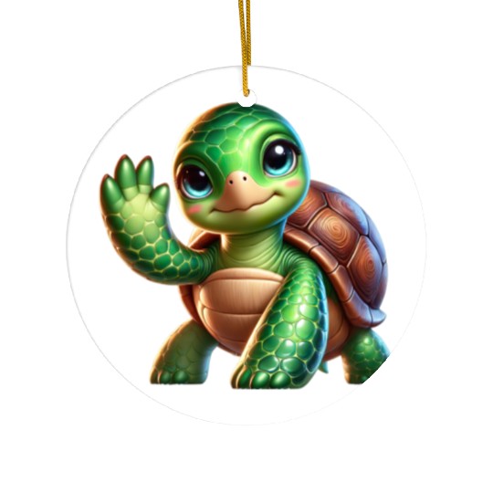 Adorable Waving Turtle Ceramic Ornaments