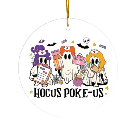 Hocus Poke Us Funny Ghost Vintage Halloween Ceramic Ornaments