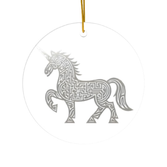 Celtic Unicorn Line Art Tattoo Ceramic Ornaments
