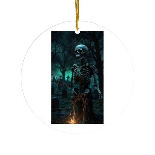 Rising Skeleton in the Graveyard Ceramic Ornaments