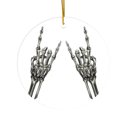 Rock On Rock Star Skeleton Hands Rocker Halloween Ceramic Ornaments