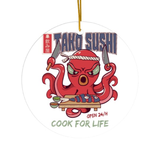 Octopus Sushi Bar Raw fish roll Takoyaki Ceramic Ornaments