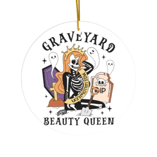 Graveyard Beauty Queen: Spooky & Funny Halloween Ceramic Ornaments