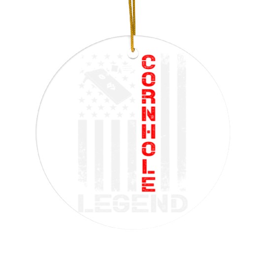 Cornhole Legend US American Flag Ceramic Ornaments
