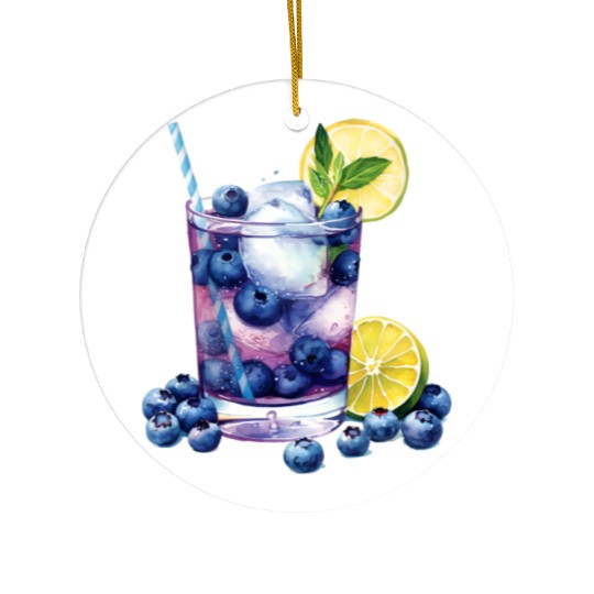 Blueberry Lemon Cocktail Ceramic Ornaments