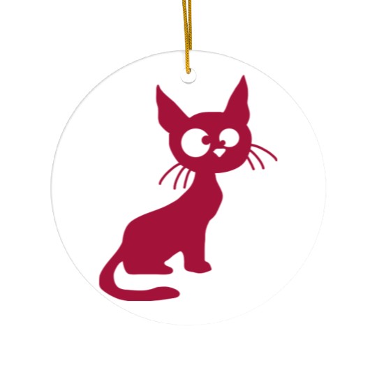 Crazy Cat Squinting Funny Eyes Grimace Fun Cartoon Ceramic Ornaments