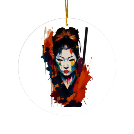 Samurai Warrior Woman – Eye catching Splash Art Ceramic Ornaments