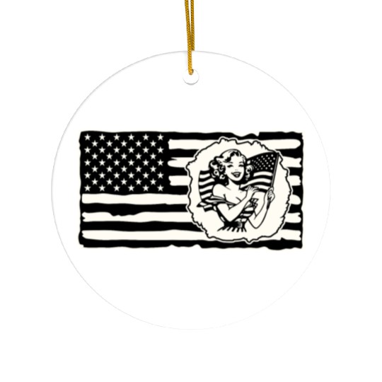 Retro Flag Girl © LIKE US ON FACEBOOK # Ceramic Ornaments