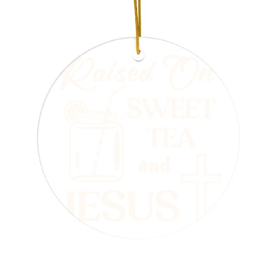Raised On Sweet Tea And Jesus LIKE US ON FACEBOOK Ceramic Ornaments