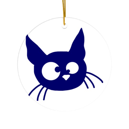 Crazy Cat Squinting Funny Eyes Grimace Fun Cartoon Ceramic Ornaments