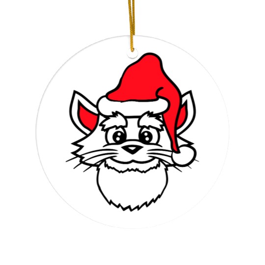 Cute Santa Claus Cat Winter Hat Fun Christmas Gift Ceramic Ornaments