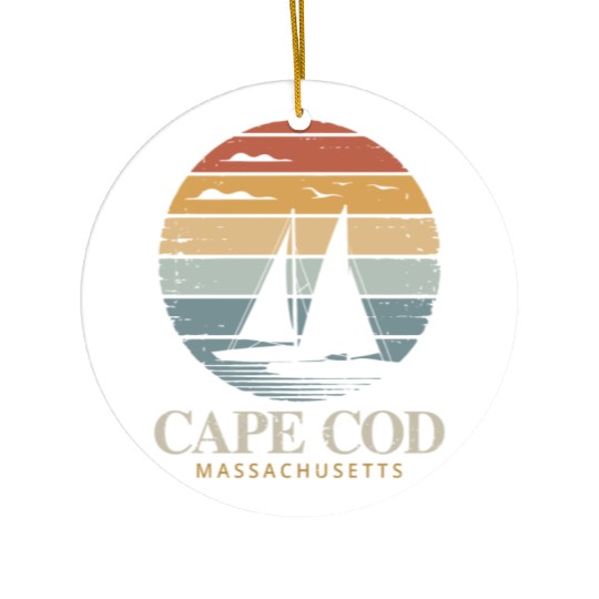 Cape Cod Vintage SunsetMassachusetts Sailing Ceramic Ornaments