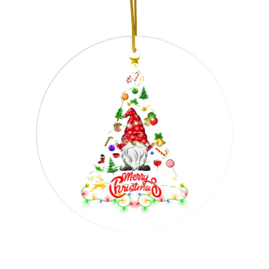 Funny Gnomes Christmas Tree Gnomies Family Xmas Ceramic Ornaments