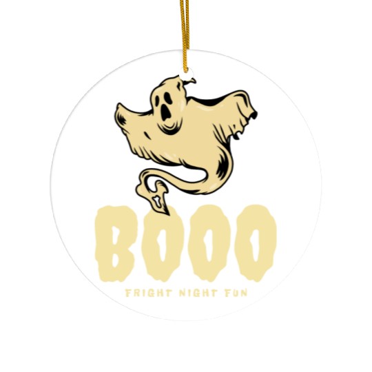 BOOO Fright Night Fun Ghost Halloween Ceramic Ornaments
