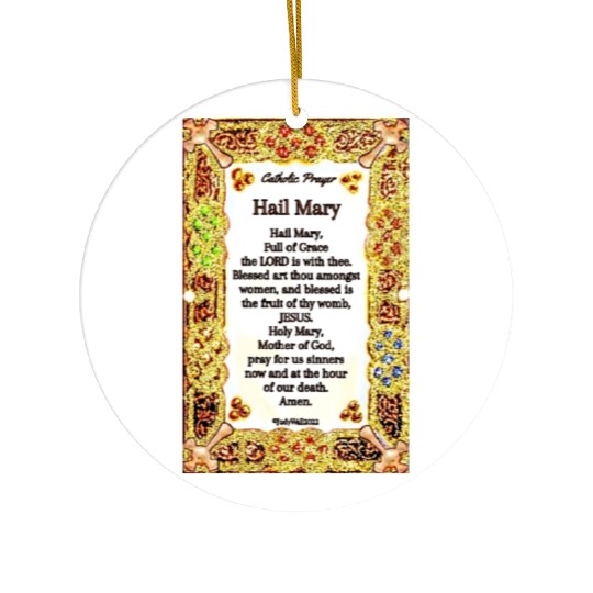 Hail Mary Catholic Prayer Ceramic Ornaments