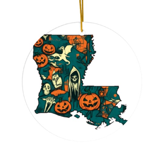 Louisiana USA Halloween Ceramic Ornaments