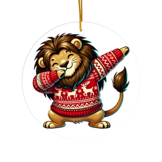 Christmas Lion Lover Funny Lion Ugly Christmas Ceramic Ornaments