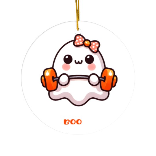 Working On My Booty – Boo-Ty Halloween Gym ghost Ceramic Ornaments