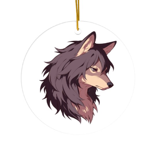 Wolf with a Wild Heart Ceramic Ornaments