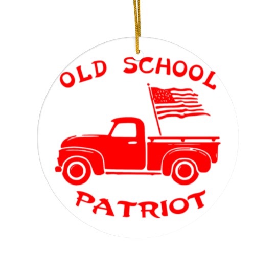 Truck& Flag Old School Patriot LIKE US ON FB # Ceramic Ornaments