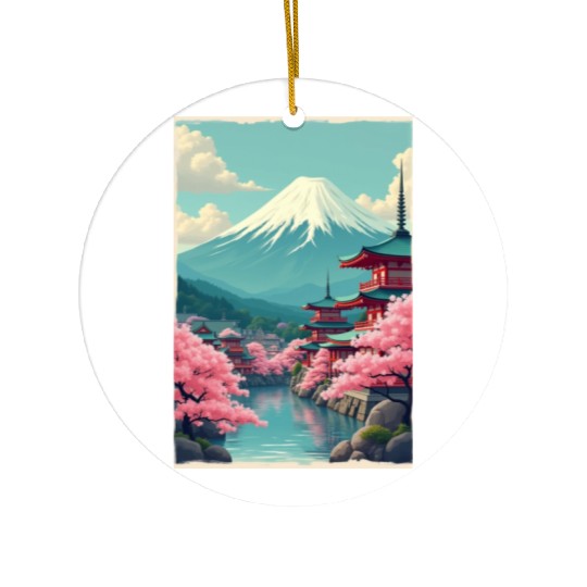 Serenity Beneath Mount Fuji Ceramic Ornaments