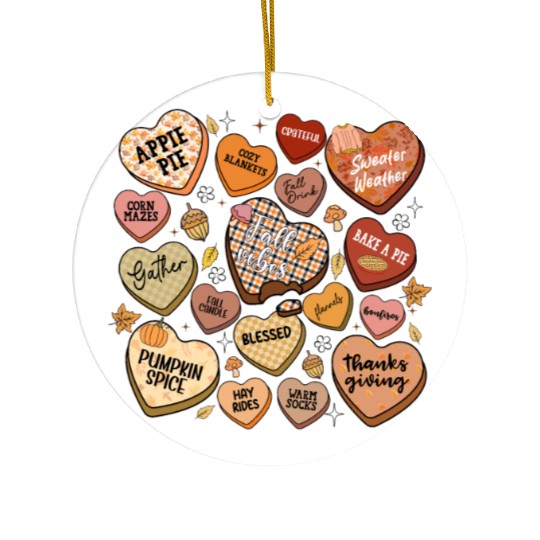 fall candy hearts Ceramic Ornaments