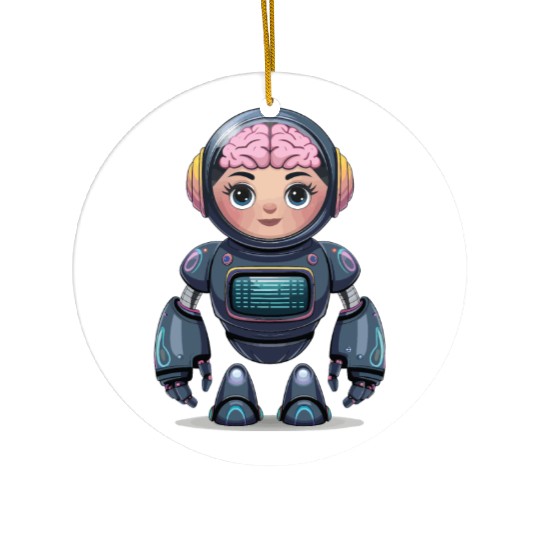 A vector art illustration Robot design. Ceramic Ornaments