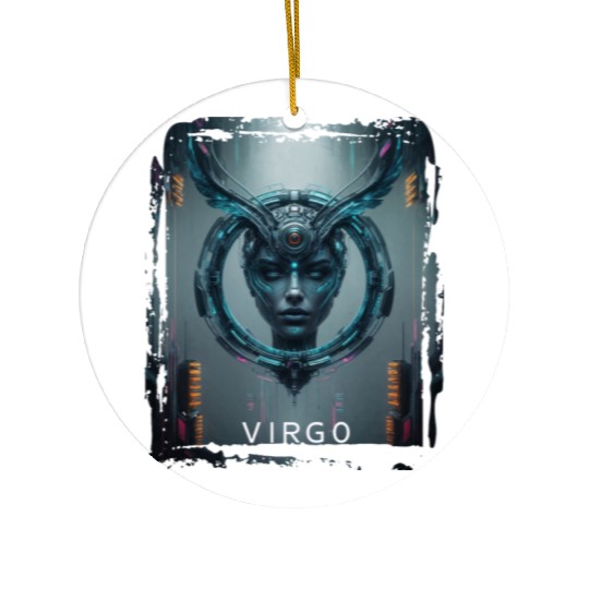 Zodiac sign Virgo in cyberpunk era Future Ceramic Ornaments