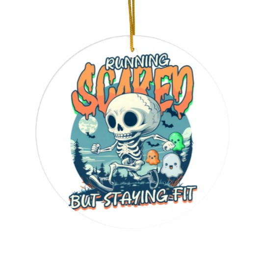 Halloween Runner Running Scared But Staying Fit Ceramic Ornaments
