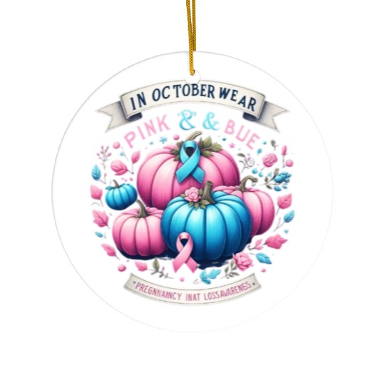 In October Wear Pink & Blue Pregnancy Infant Ceramic Ornaments