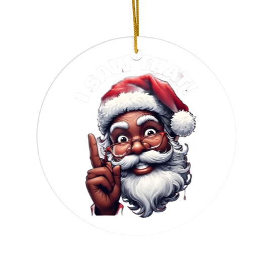 Santa's Watching Festive African American Santa Ceramic Ornaments