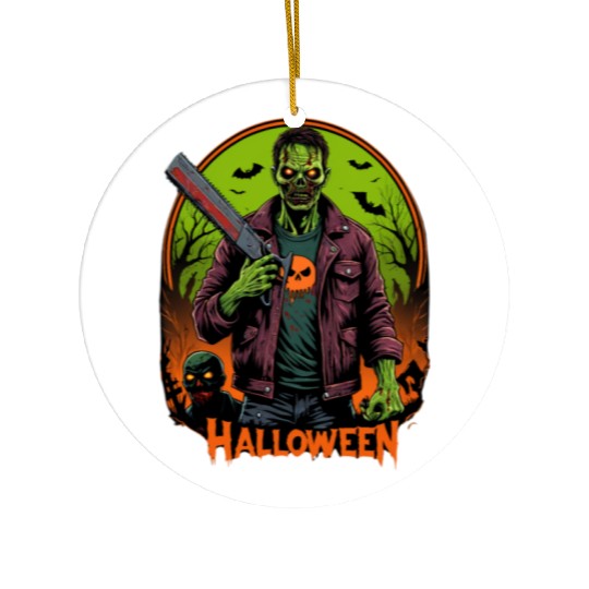 Undead Nightmare: Zombie Halloween Graphic Ceramic Ornaments