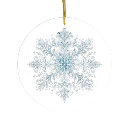 Elegant Snowflake Intricate Glow Winter 2 Ceramic Ornaments