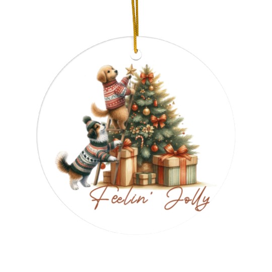 Feelin' Jolly - Cute Dogs Christmas Tree Fun Ceramic Ornaments