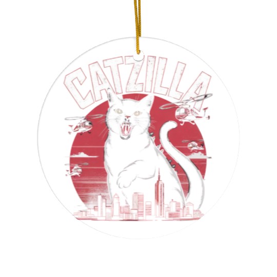 Catzilla Attacks City Design Ceramic Ornaments