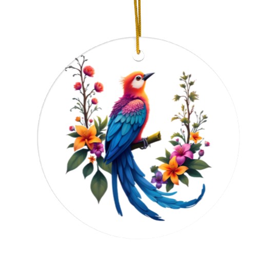 Fantastical Bird Of Paradise Painting Ceramic Ornaments