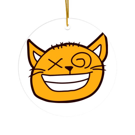 Crazy Cat Weird Funny Eyes Cool Grimace Cartoon Ceramic Ornaments