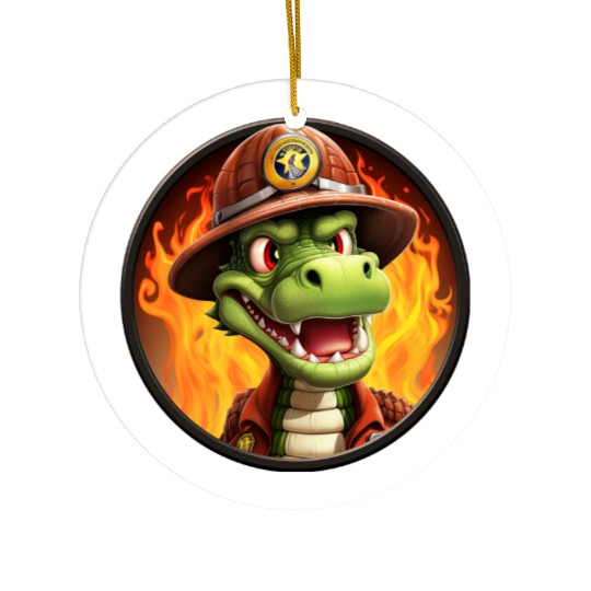 Crocodile Firefighter Ceramic Ornaments