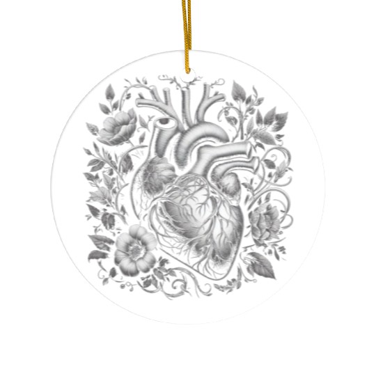 Botanical Heart Artistic Anatomy 1 Ceramic Ornaments