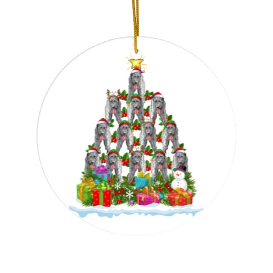 Irish Wolfhound Dog Ugly Christmas Tree Santa Hat Ceramic Ornaments